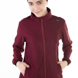 Maroon scrub jacket Scrubs In Motion durable flexible healthcare wear